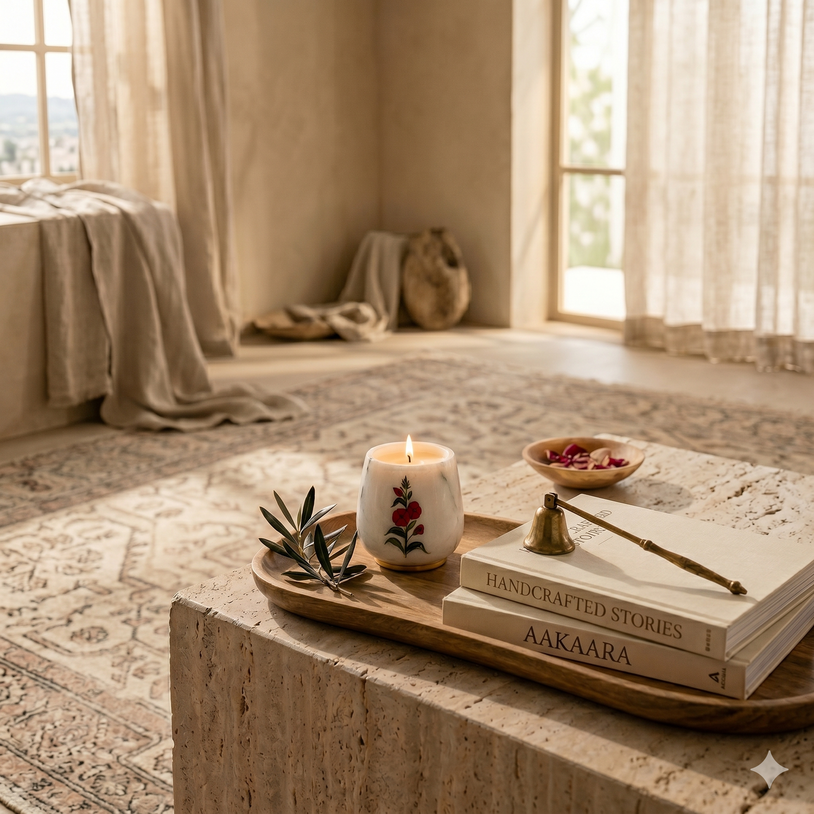 Hand-painted marble candle holder