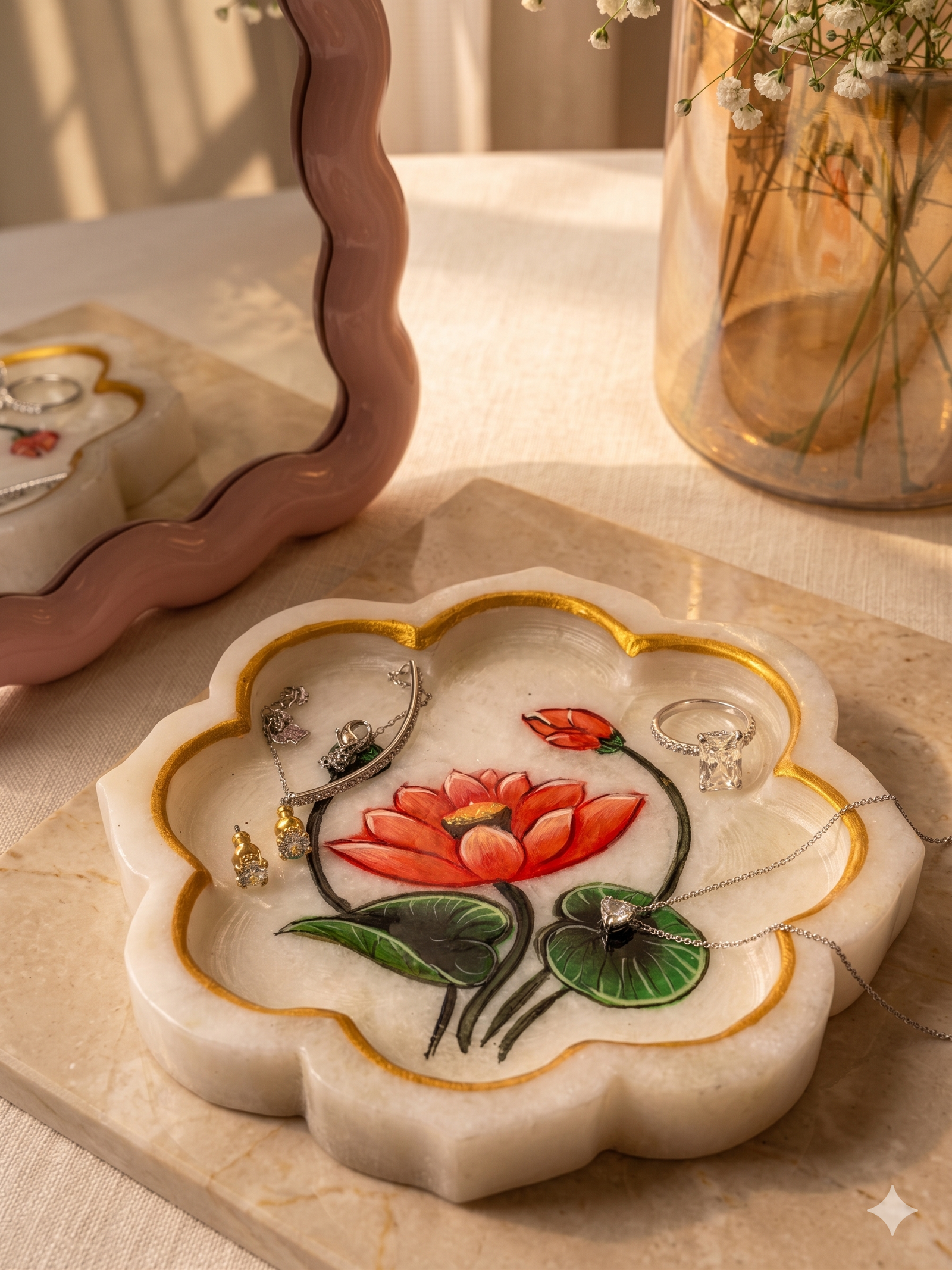Mini lotus trinket tray